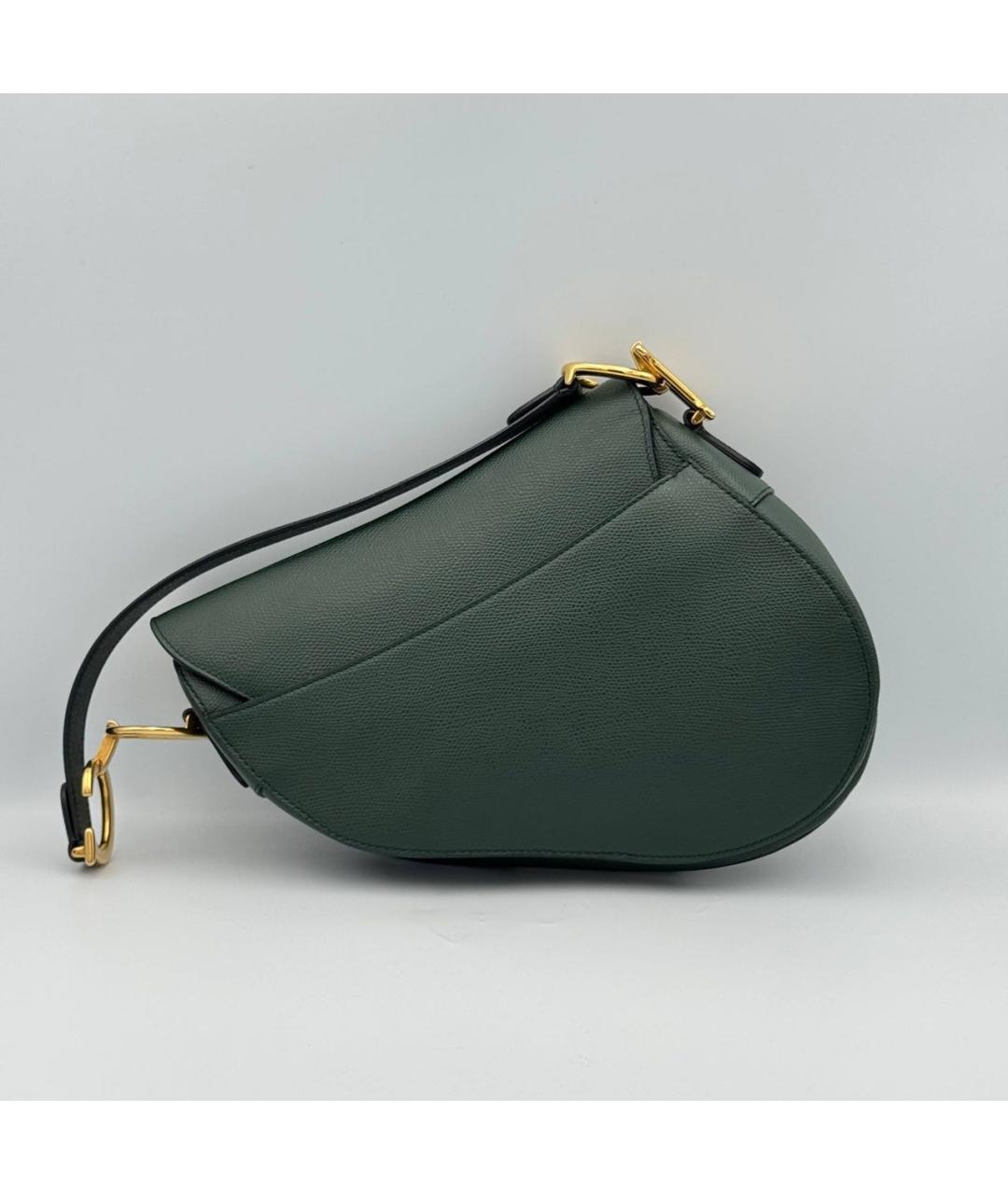 CHRISTIAN DIOR Зеленая кожаная сумка через плечо, фото 3