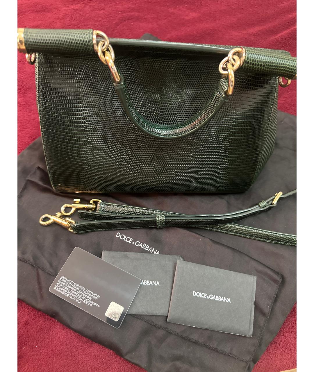 DOLCE&GABBANA Зеленая сумка через плечо из экзотической кожи, фото 3