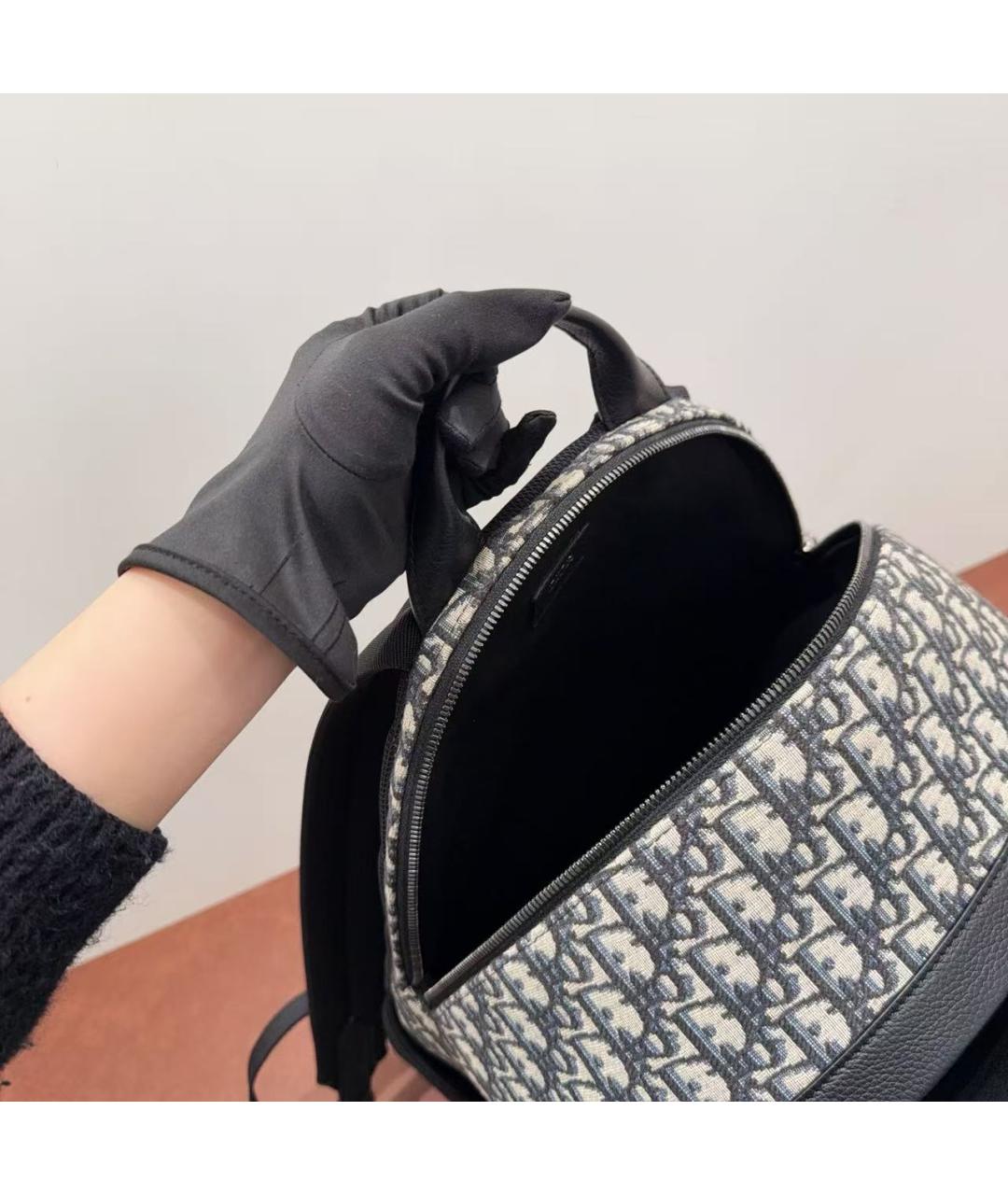 CHRISTIAN DIOR Темно-синий жаккардовый рюкзак, фото 6