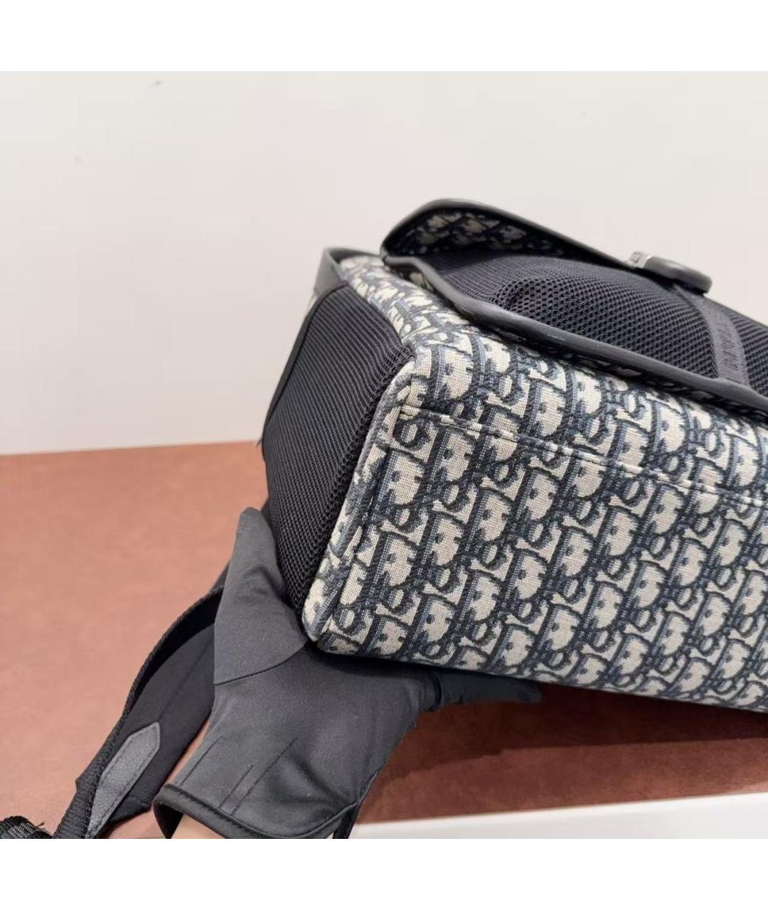 CHRISTIAN DIOR Темно-синий жаккардовый рюкзак, фото 4