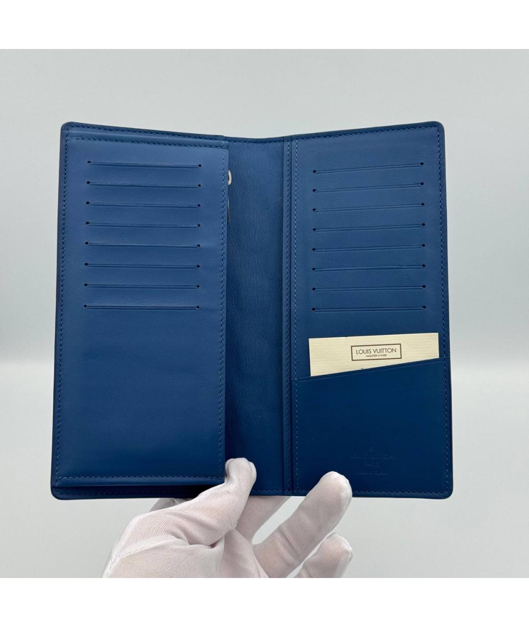 LOUIS VUITTON Синий кожаный кошелек, фото 3