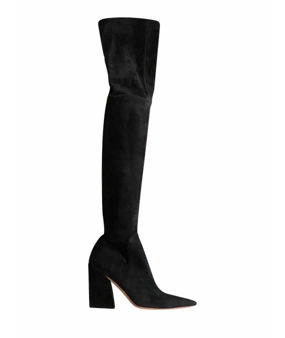 HUGO BOSS Черные замшевые ботфорты, фото 1