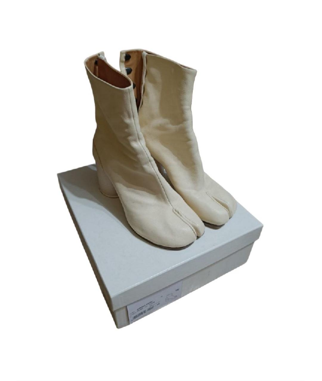 MAISON MARGIELA Бежевые кожаные ботильоны, фото 7