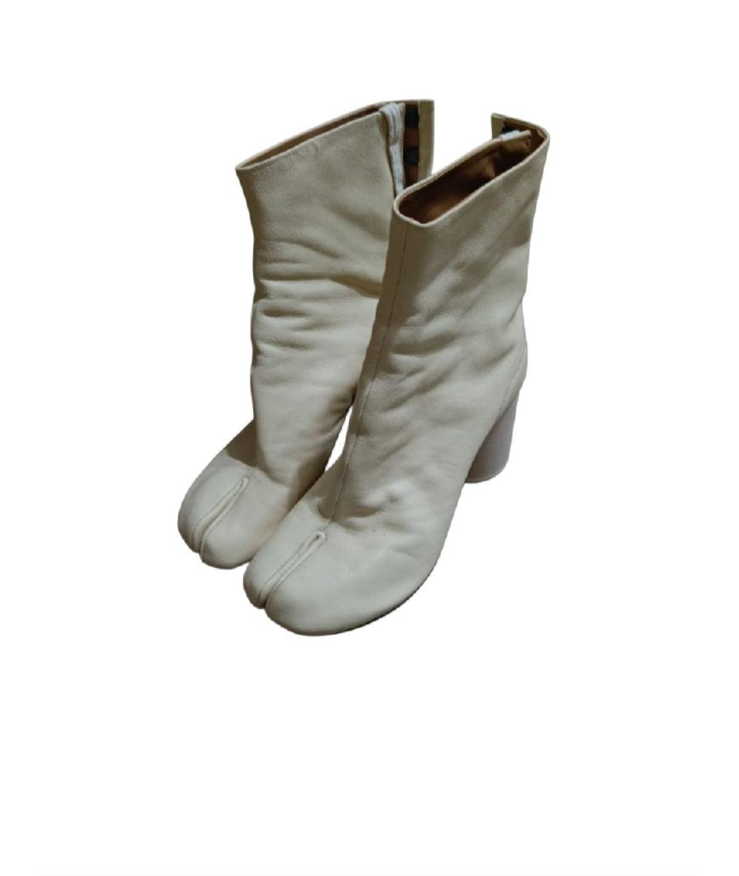 MAISON MARGIELA Бежевые кожаные ботильоны, фото 5