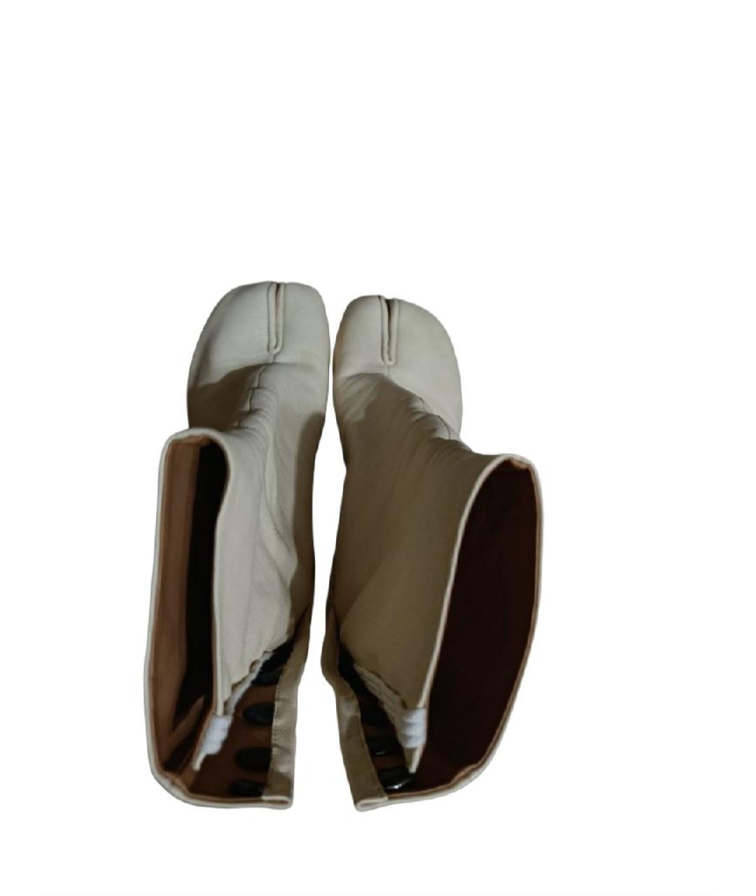 MAISON MARGIELA Бежевые кожаные ботильоны, фото 3