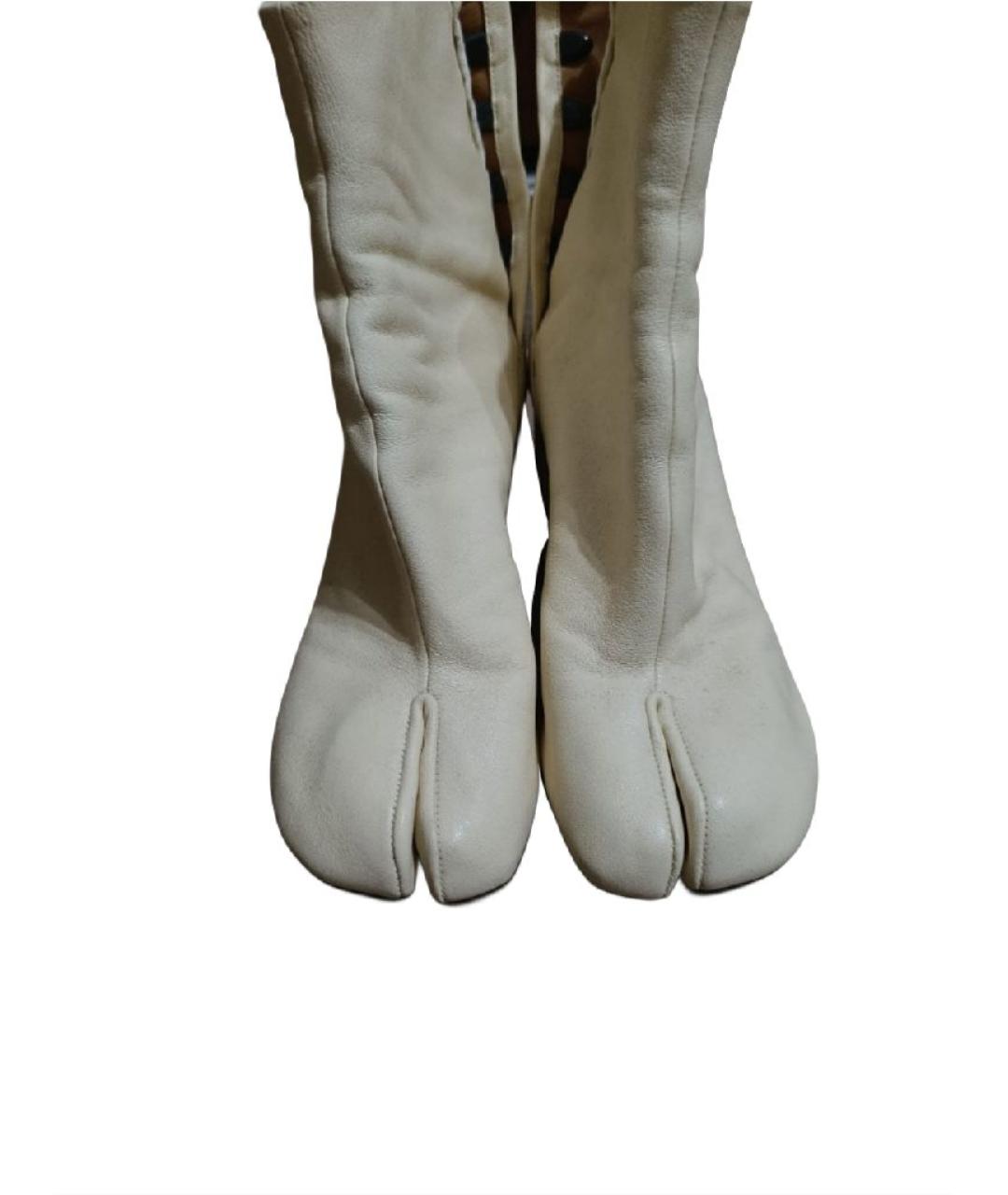 MAISON MARGIELA Бежевые кожаные ботильоны, фото 2