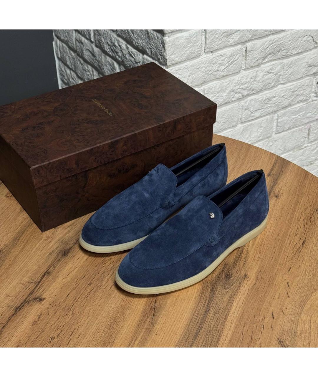 STEFANO RICCI Синие замшевые лоферы, фото 2