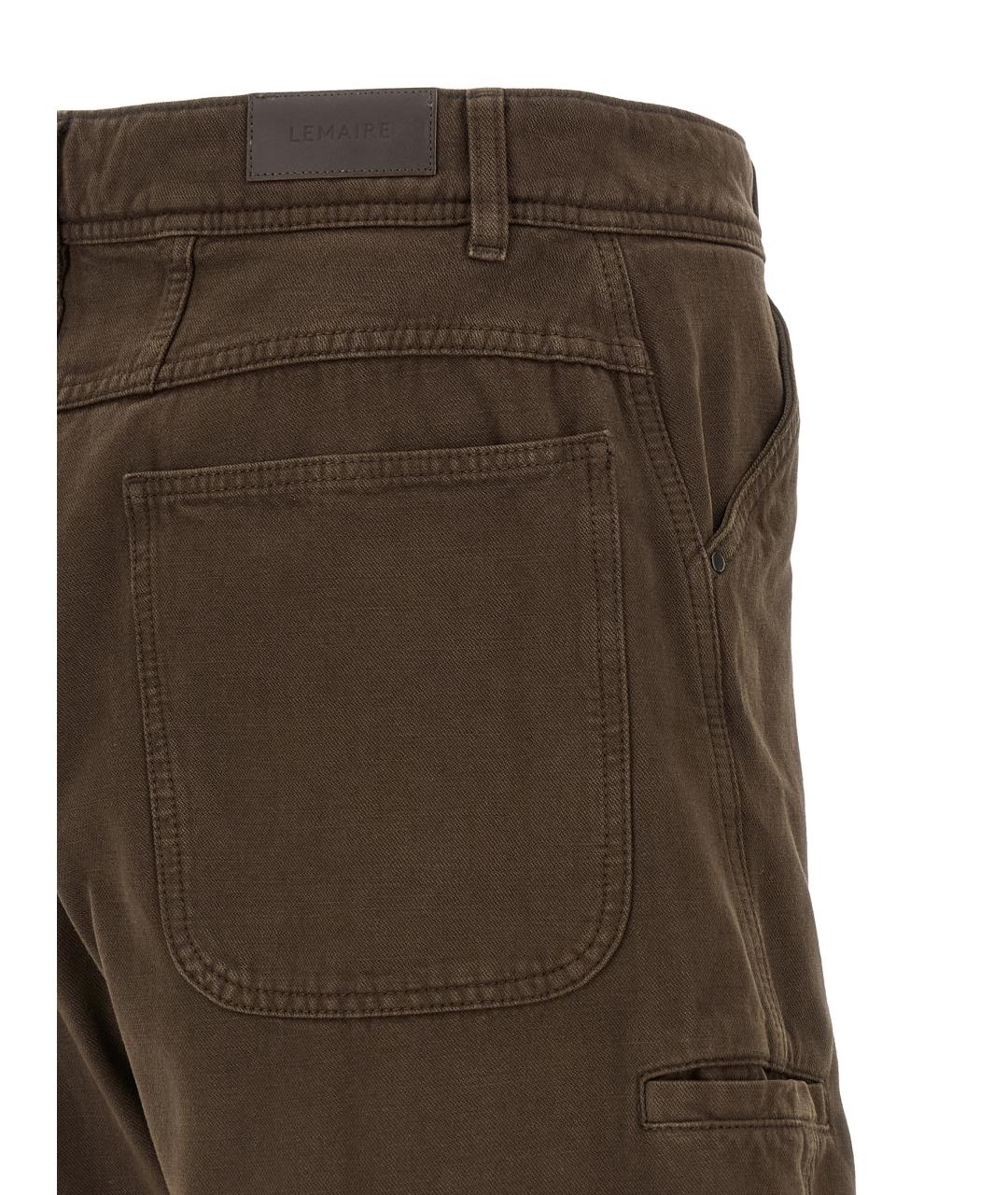 LEMAIRE Коричневые хлопковые повседневные брюки, фото 4
