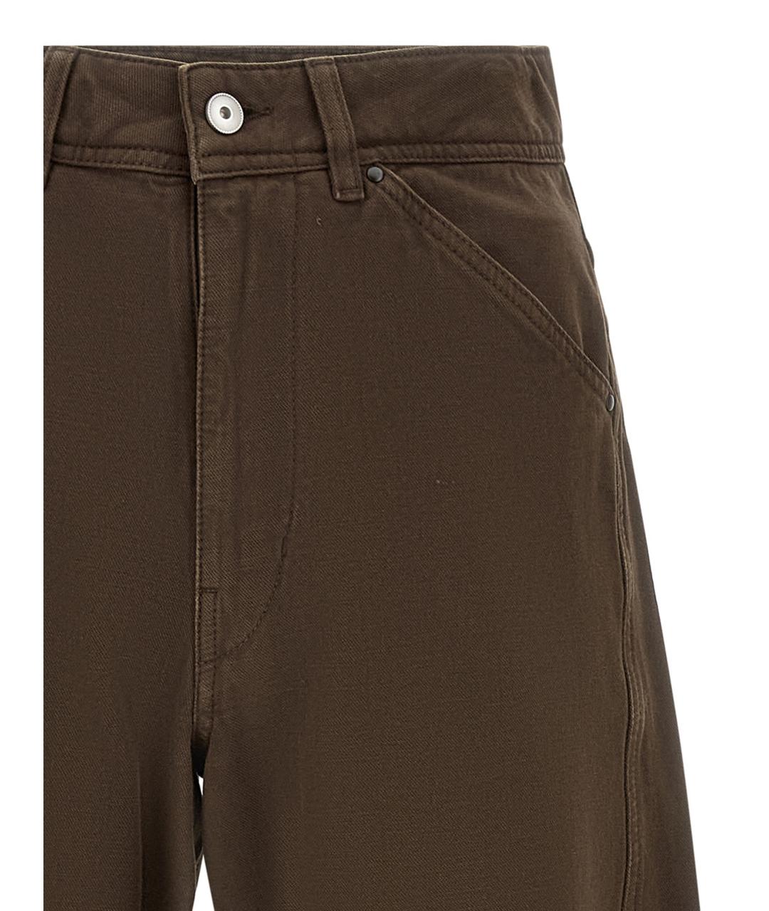 LEMAIRE Коричневые хлопковые повседневные брюки, фото 3