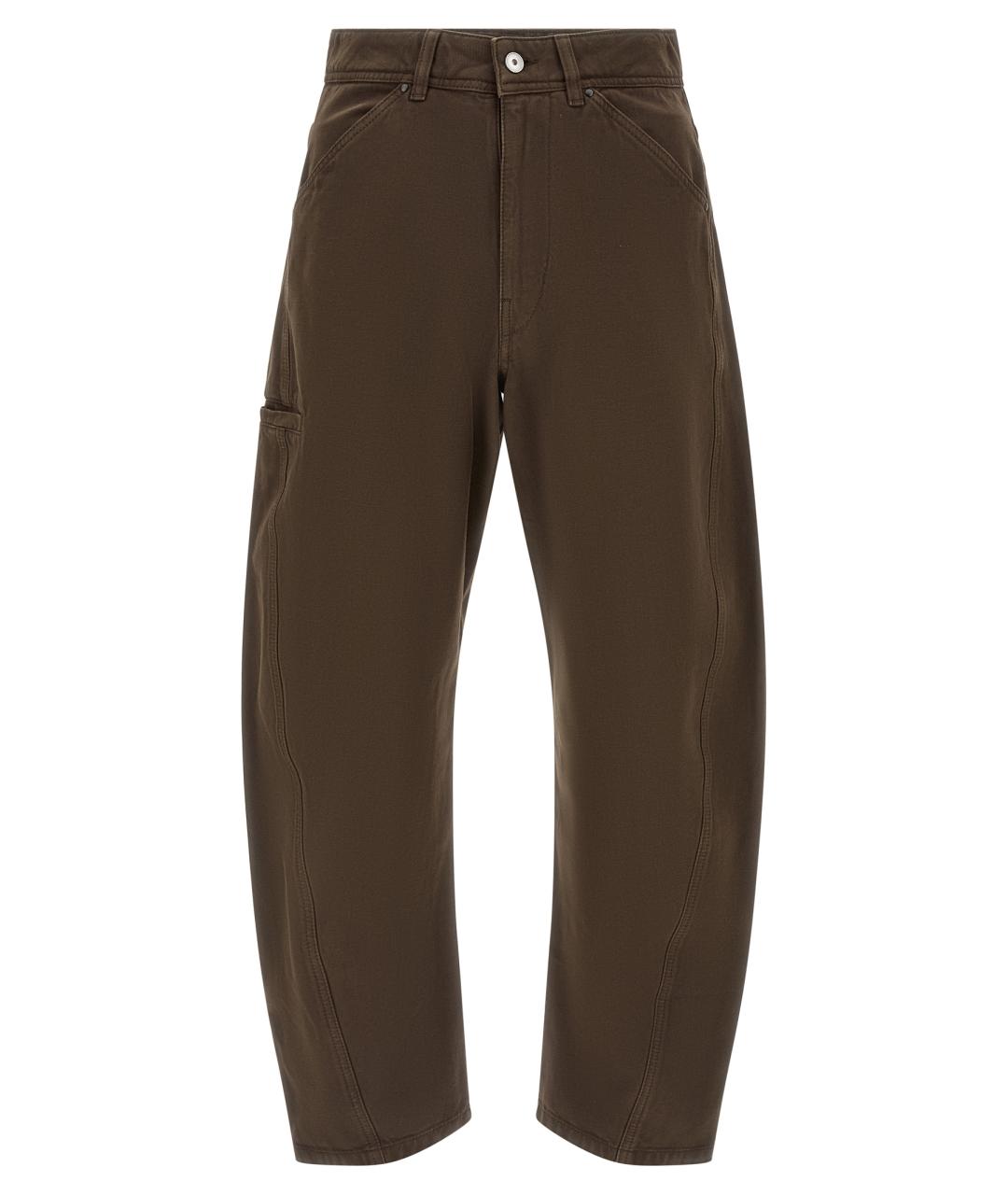 LEMAIRE Коричневые хлопковые повседневные брюки, фото 1
