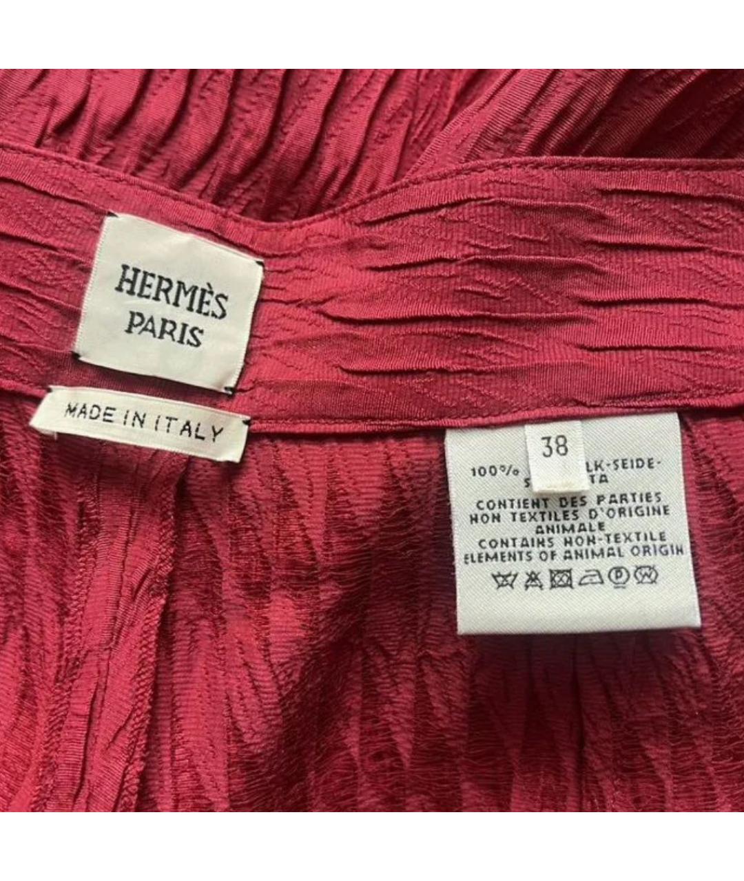 HERMES Розовые шелковые брюки широкие, фото 4