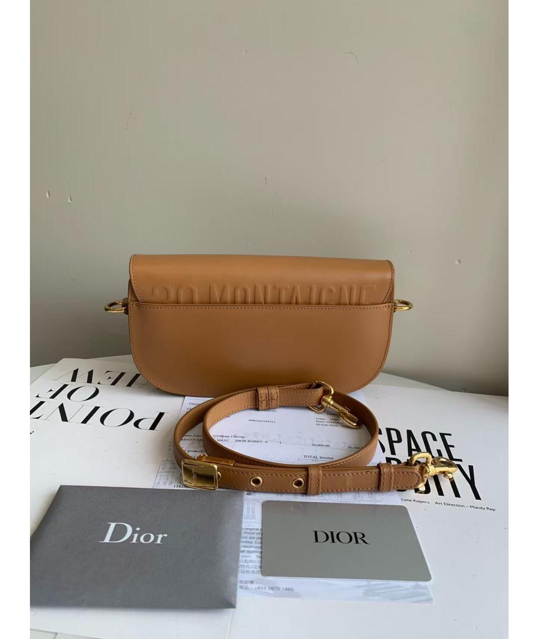 CHRISTIAN DIOR Коричневая кожаная сумка через плечо, фото 3