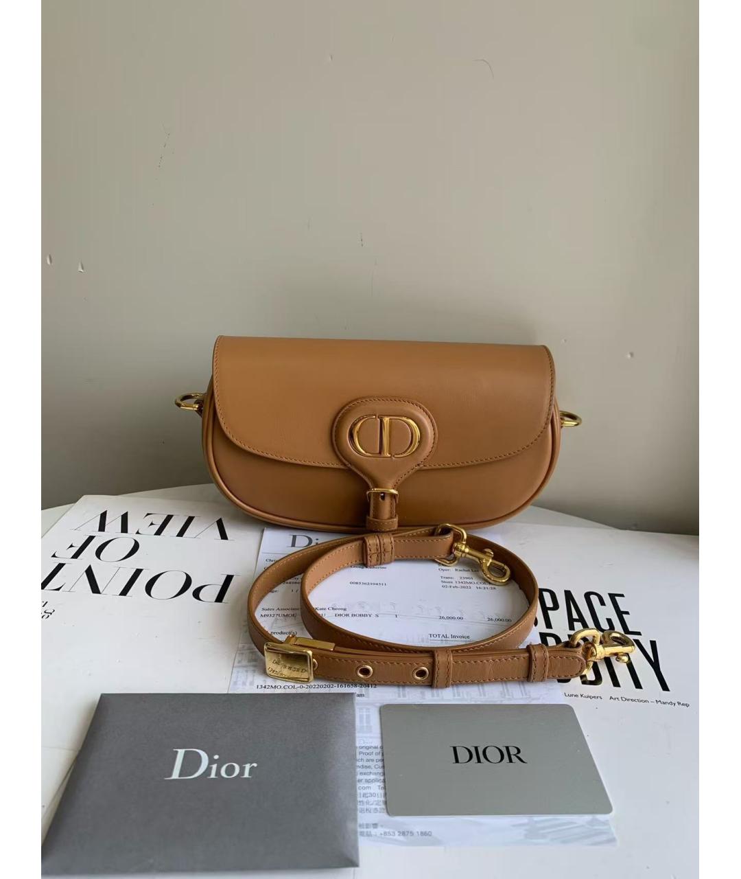 CHRISTIAN DIOR Коричневая кожаная сумка через плечо, фото 2