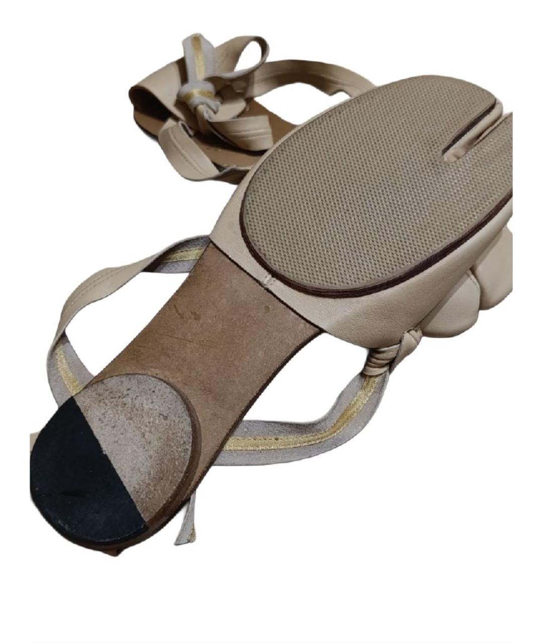 MAISON MARGIELA Бежевые кожаные балетки, фото 7