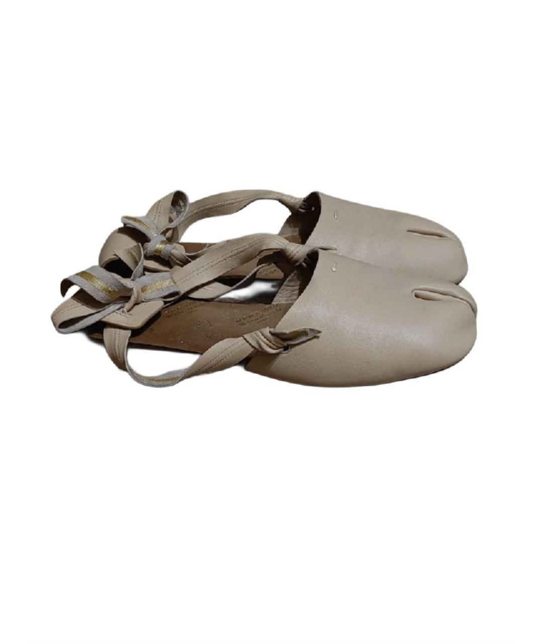 MAISON MARGIELA Бежевые кожаные балетки, фото 10