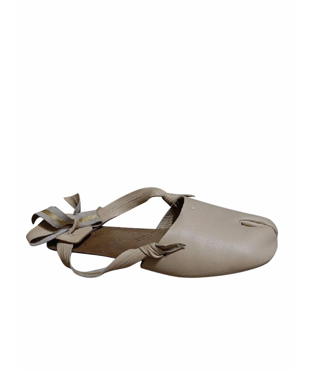 MAISON MARGIELA Бежевые кожаные балетки, фото 1