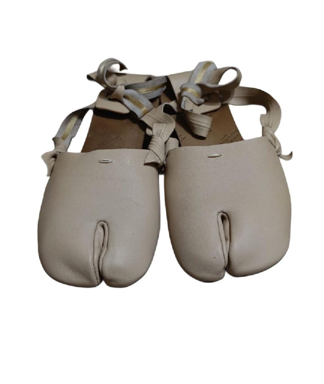 MAISON MARGIELA Бежевые кожаные балетки, фото 2