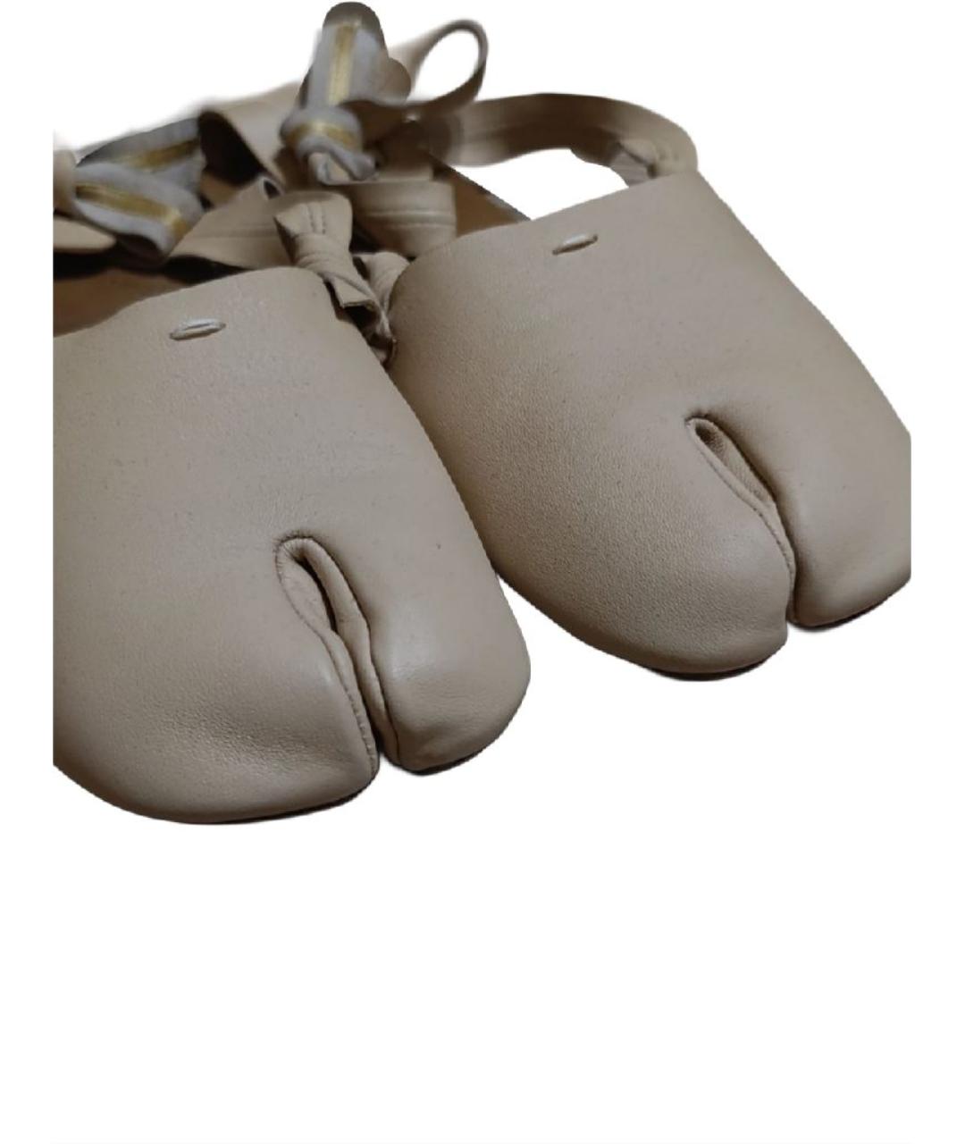 MAISON MARGIELA Бежевые кожаные балетки, фото 6