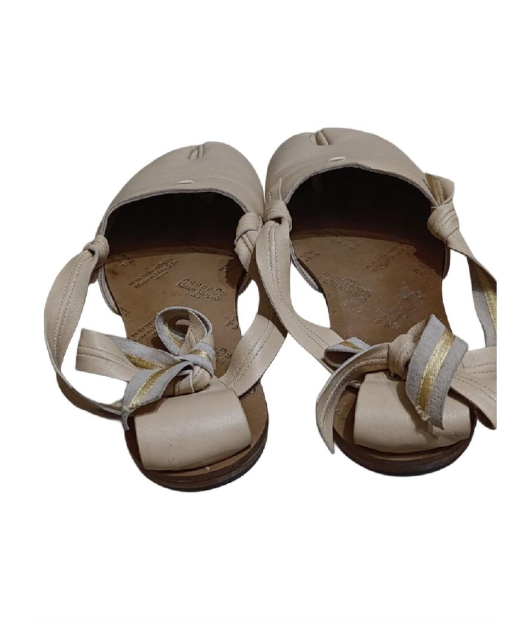 MAISON MARGIELA Бежевые кожаные балетки, фото 4