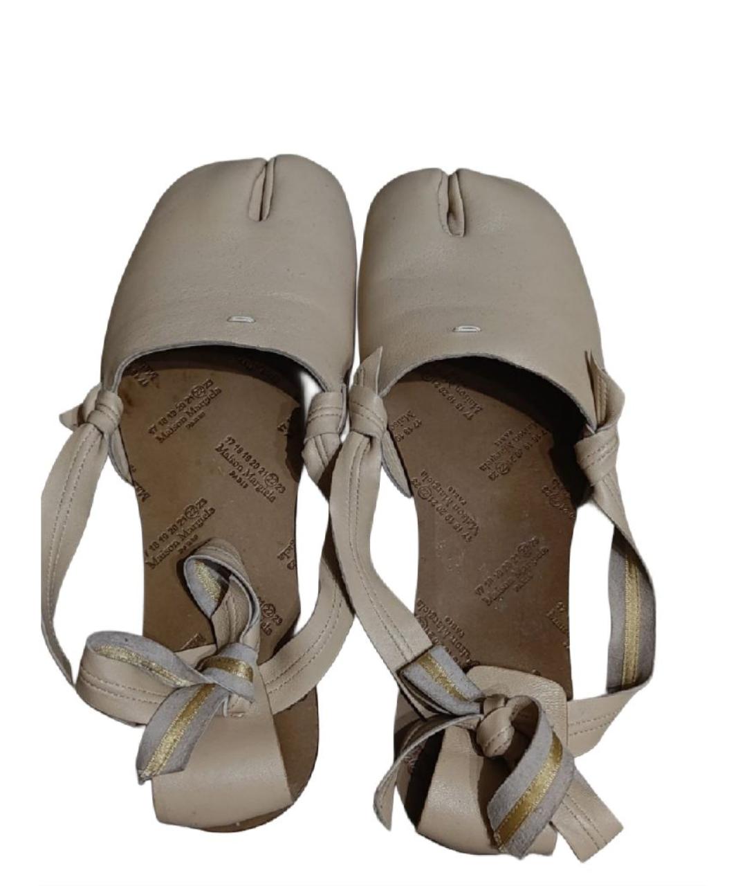 MAISON MARGIELA Бежевые кожаные балетки, фото 3