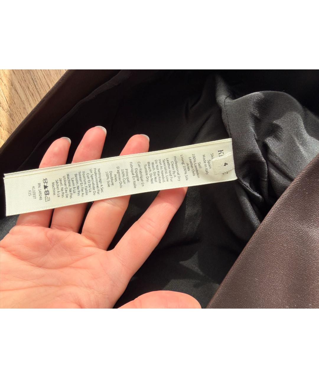 KHAITE Коричневая кожаная юбка мини, фото 5