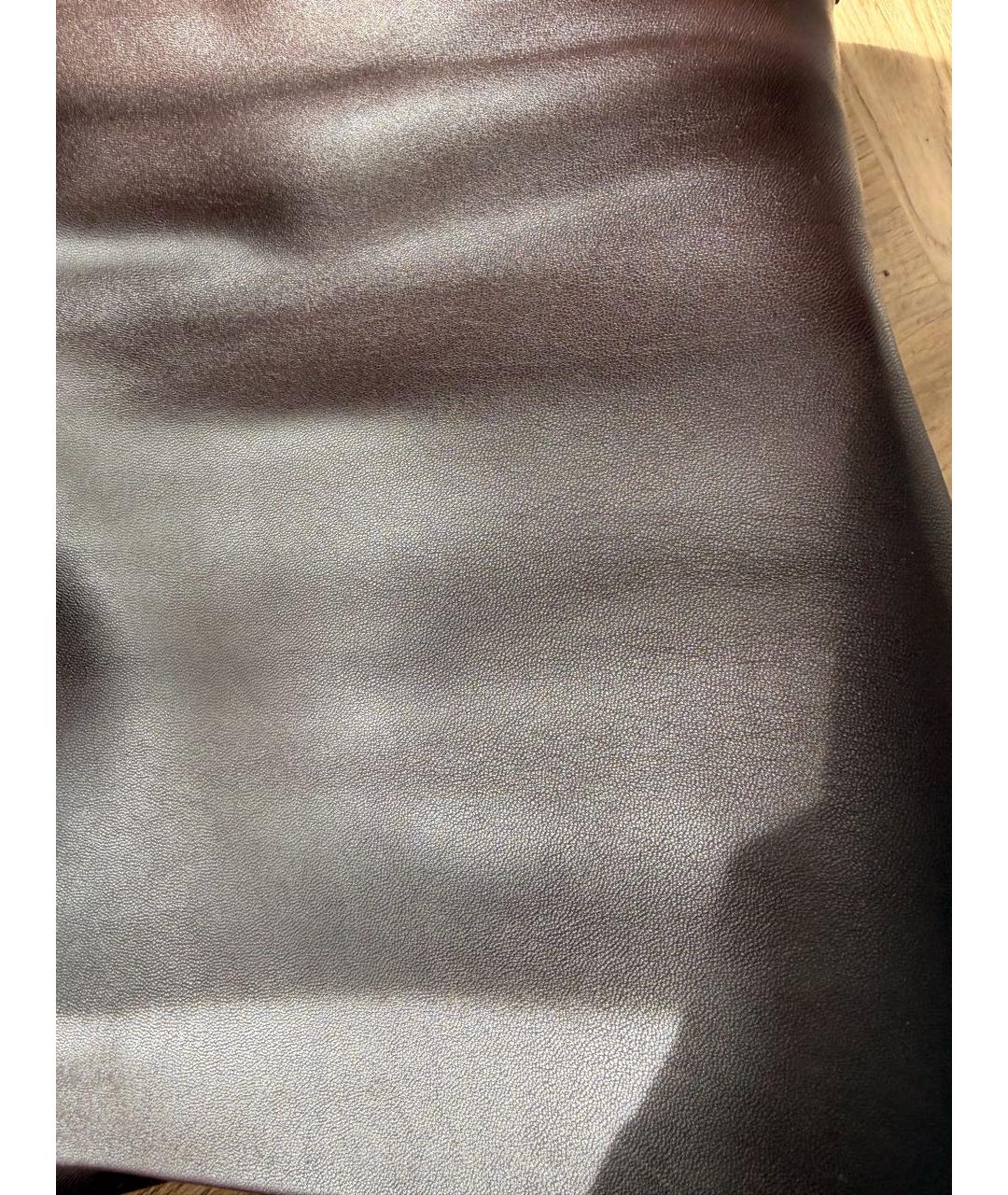 KHAITE Коричневая кожаная юбка мини, фото 4