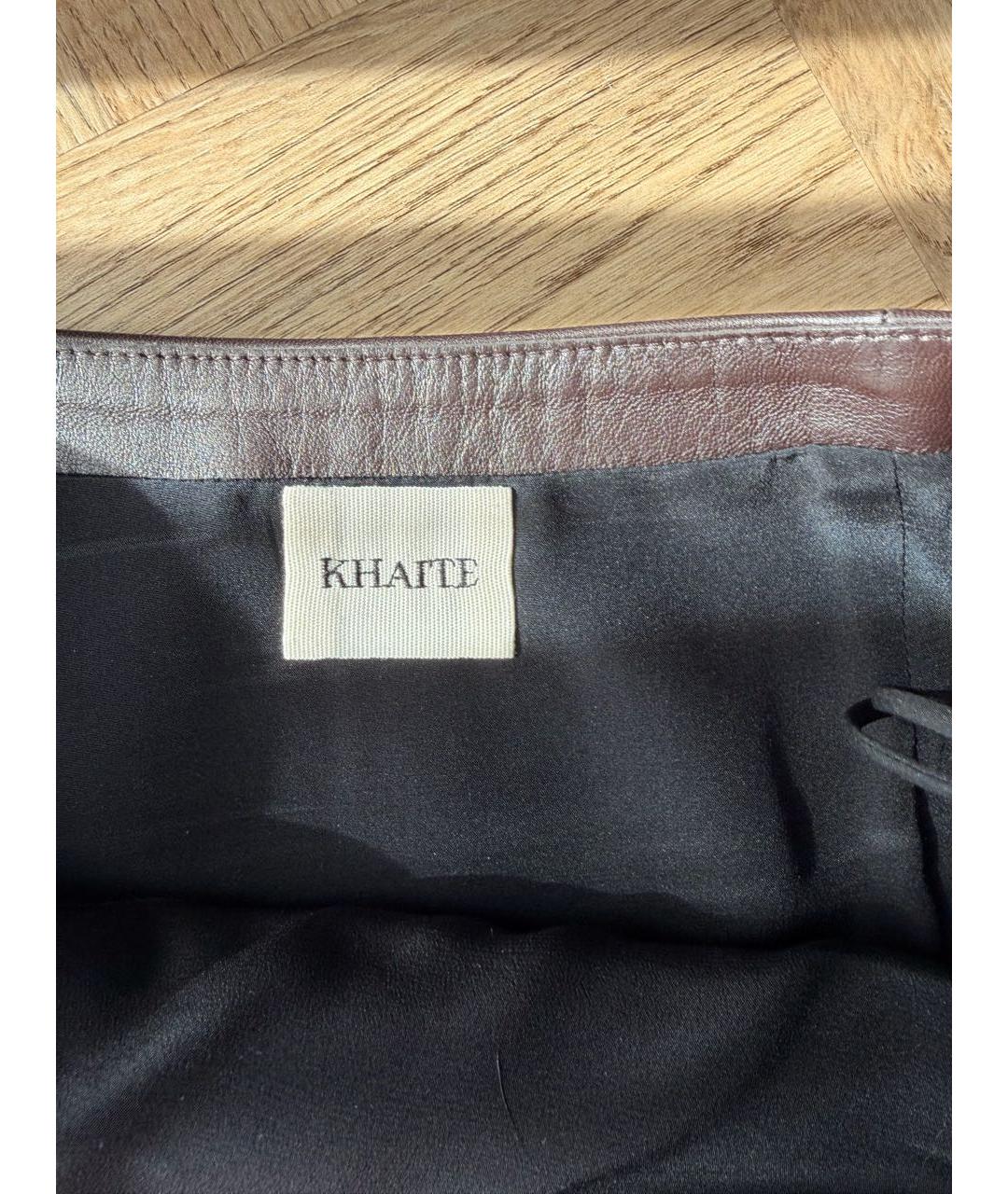 KHAITE Коричневая кожаная юбка мини, фото 3