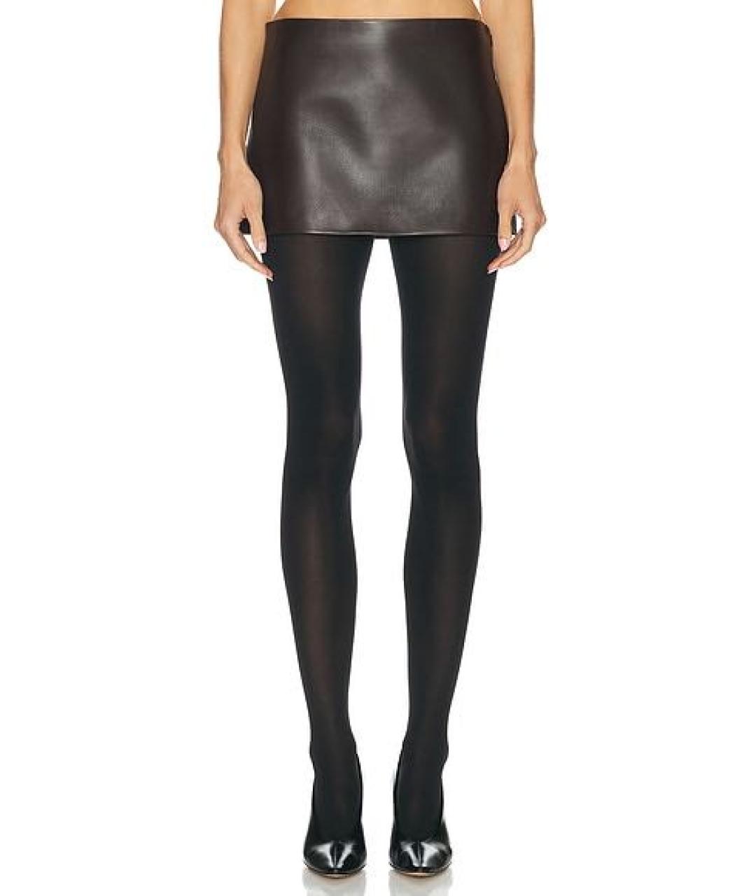 KHAITE Коричневая кожаная юбка мини, фото 6