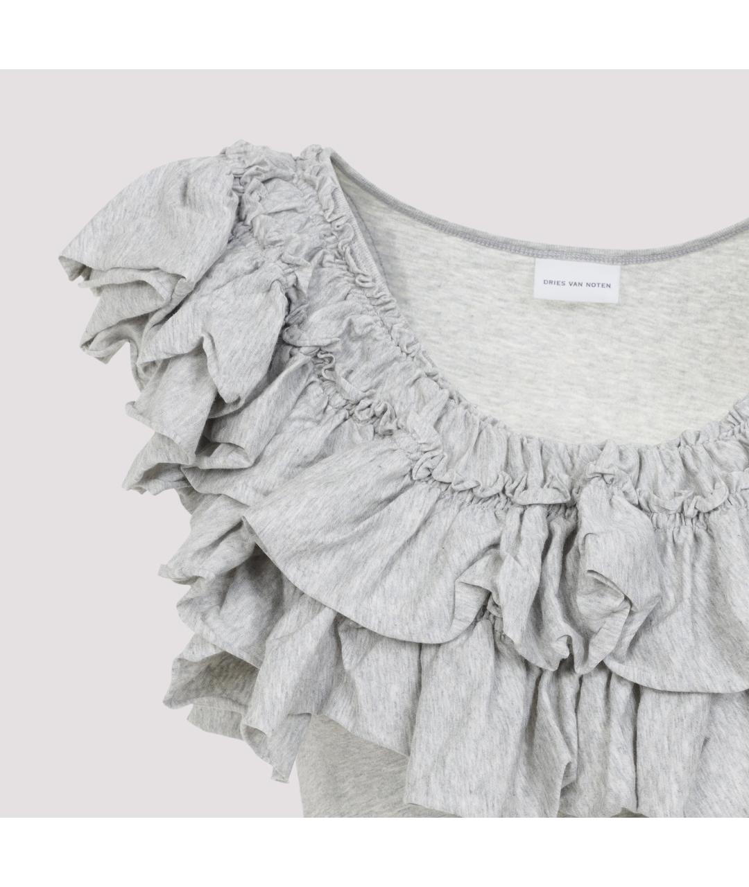 DRIES VAN NOTEN Серая хлопковая майка, фото 3