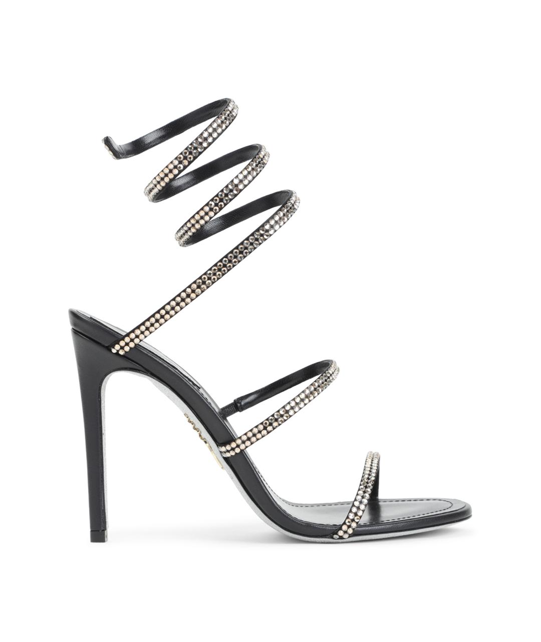 RENE CAOVILLA Черные кожаные босоножки, фото 1