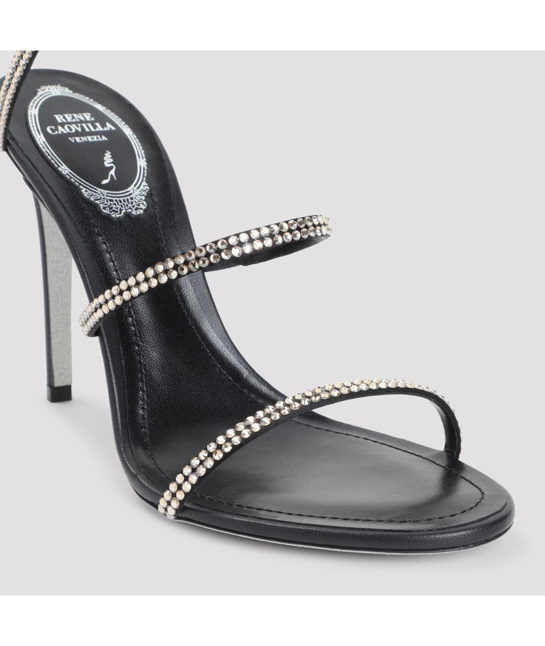 RENE CAOVILLA Черные кожаные босоножки, фото 4