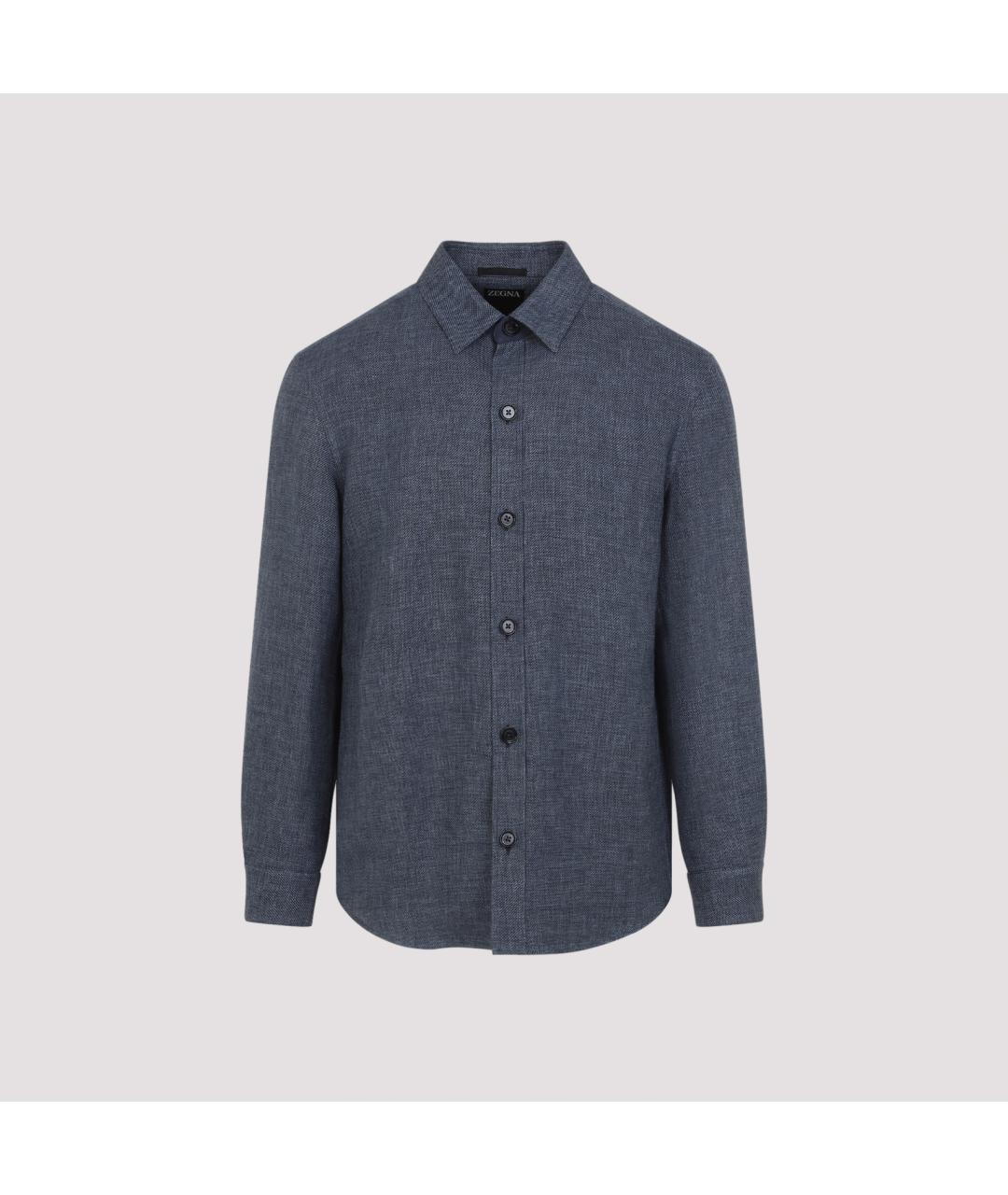 ZEGNA Синяя кашемировая кэжуал рубашка, фото 2