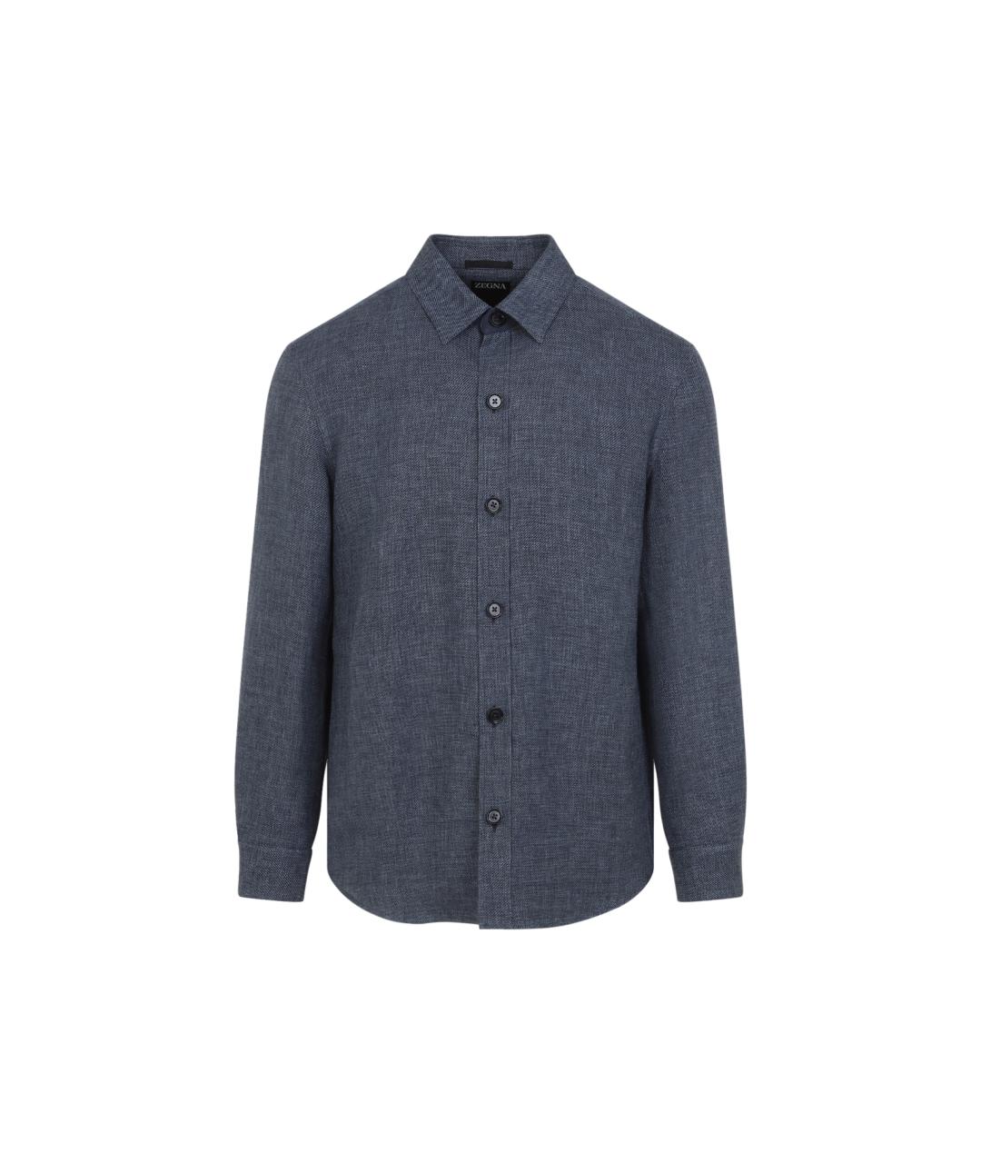 ZEGNA Синяя кашемировая кэжуал рубашка, фото 1
