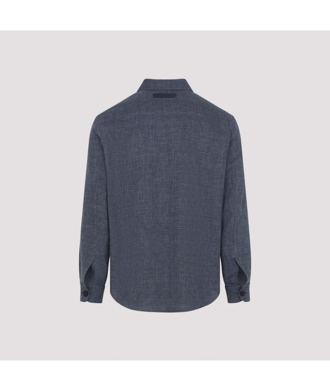 ZEGNA Синяя кашемировая кэжуал рубашка, фото 4