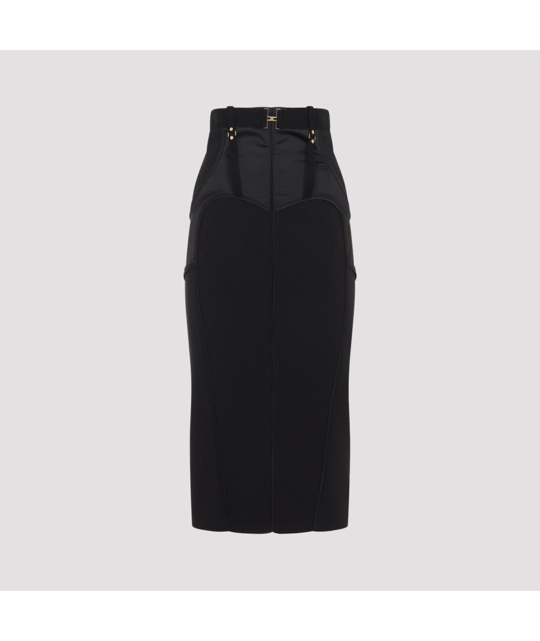ELISABETTA FRANCHI Черная полиэстеровая юбка миди, фото 2