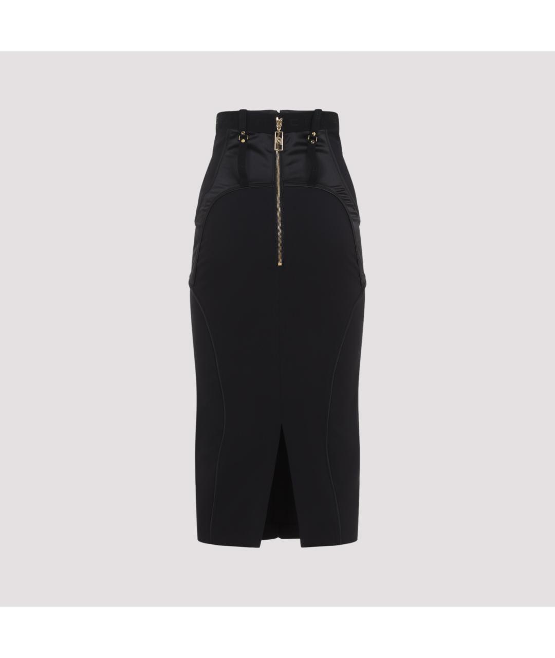 ELISABETTA FRANCHI Черная полиэстеровая юбка миди, фото 3