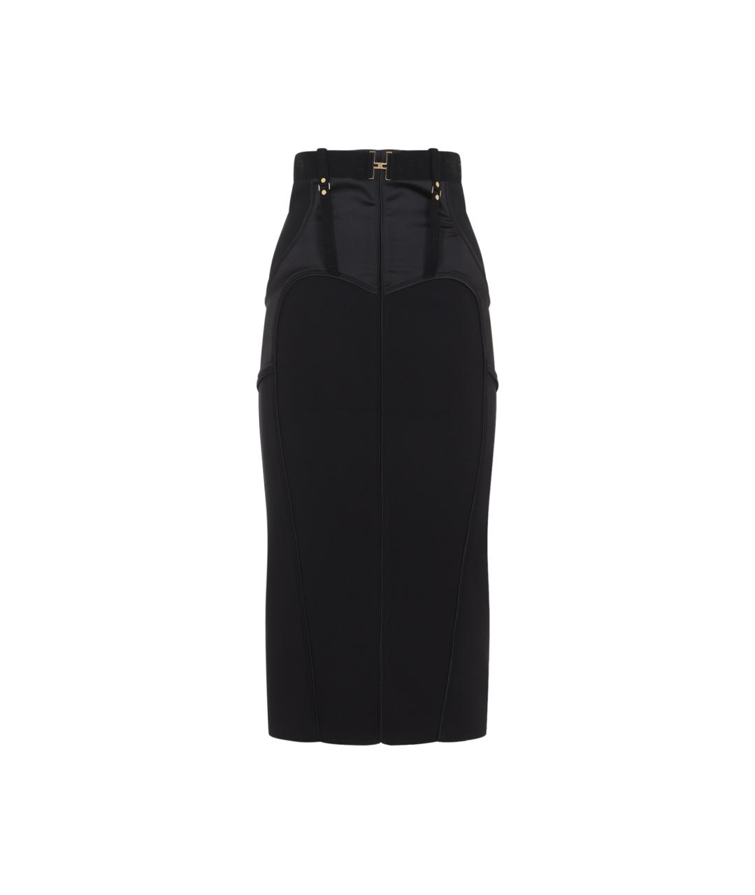 ELISABETTA FRANCHI Черная полиэстеровая юбка миди, фото 1