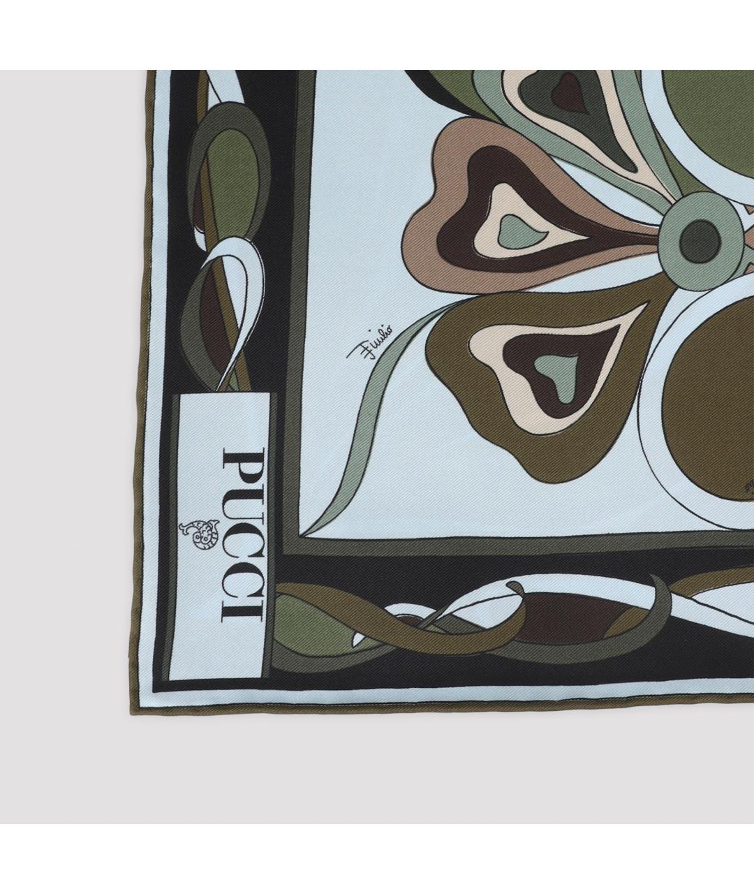 PUCCI Хаки шелковый шарф, фото 3