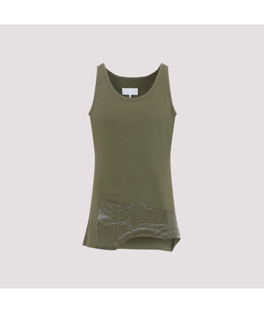 MAISON MARGIELA Зеленая хлопковая майка, фото 2