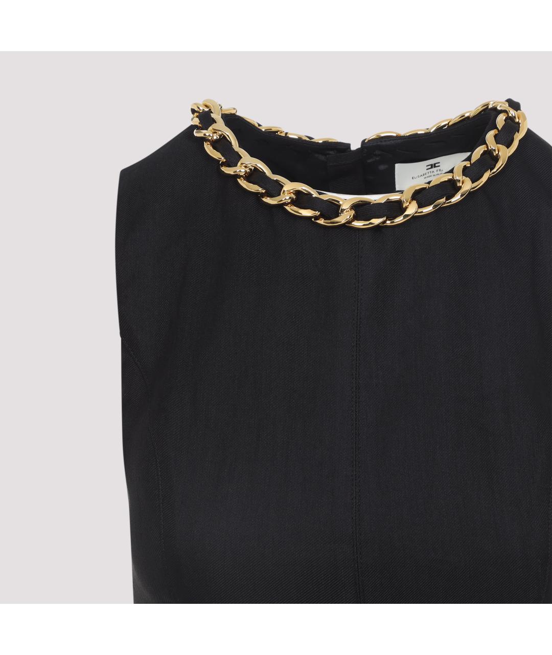 ELISABETTA FRANCHI Черная льняная блузы, фото 3