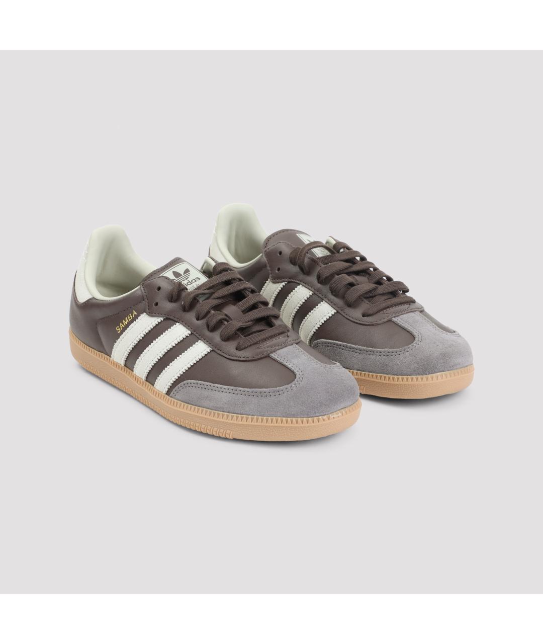 ADIDAS Коричневые кожаные низкие кроссовки / кеды, фото 3