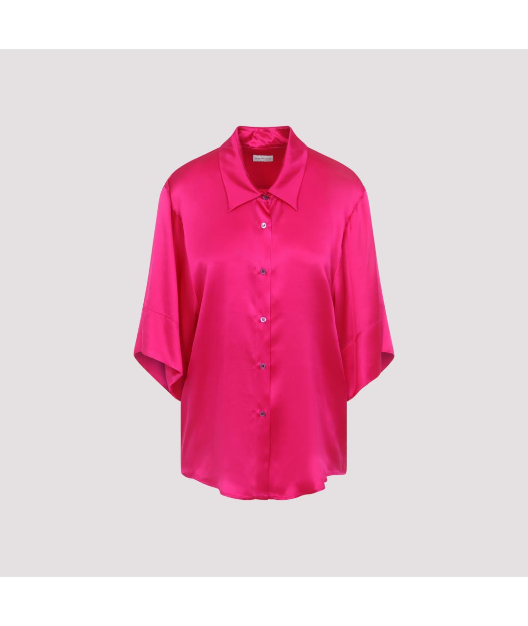 DRIES VAN NOTEN Фуксия шелковая рубашка, фото 3