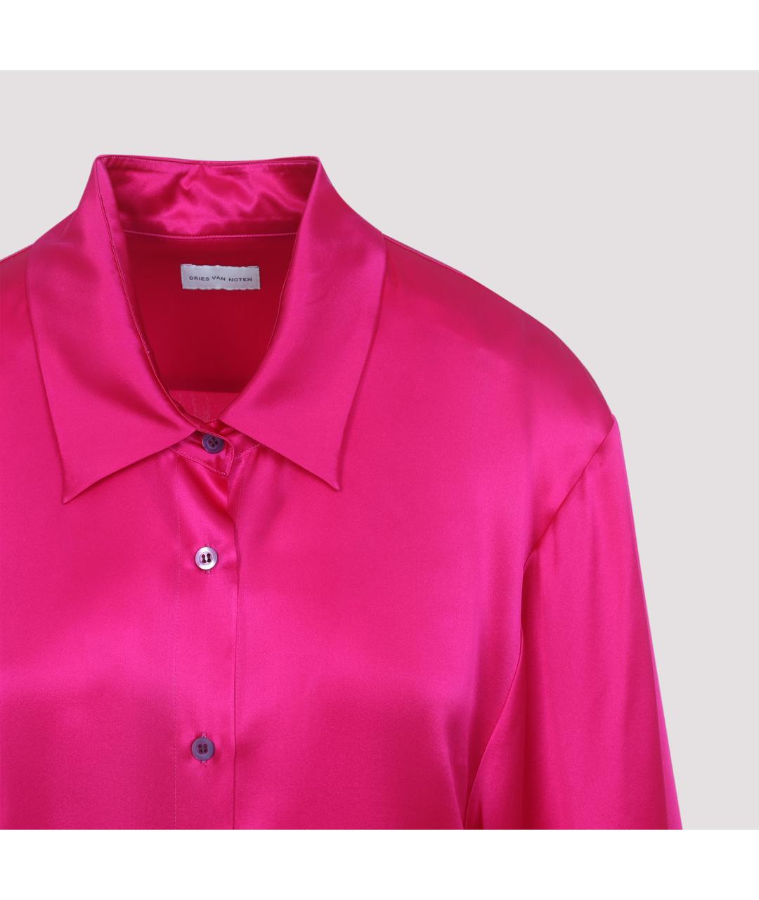 DRIES VAN NOTEN Фуксия шелковая рубашка, фото 5
