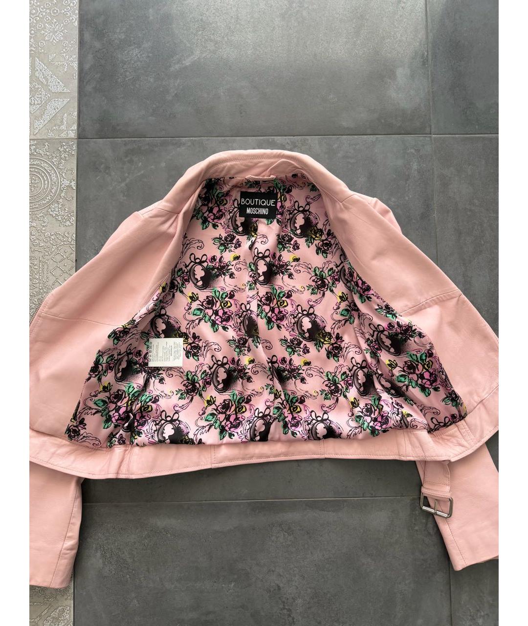 BOUTIQUE MOSCHINO Розовая кожаная куртка, фото 2