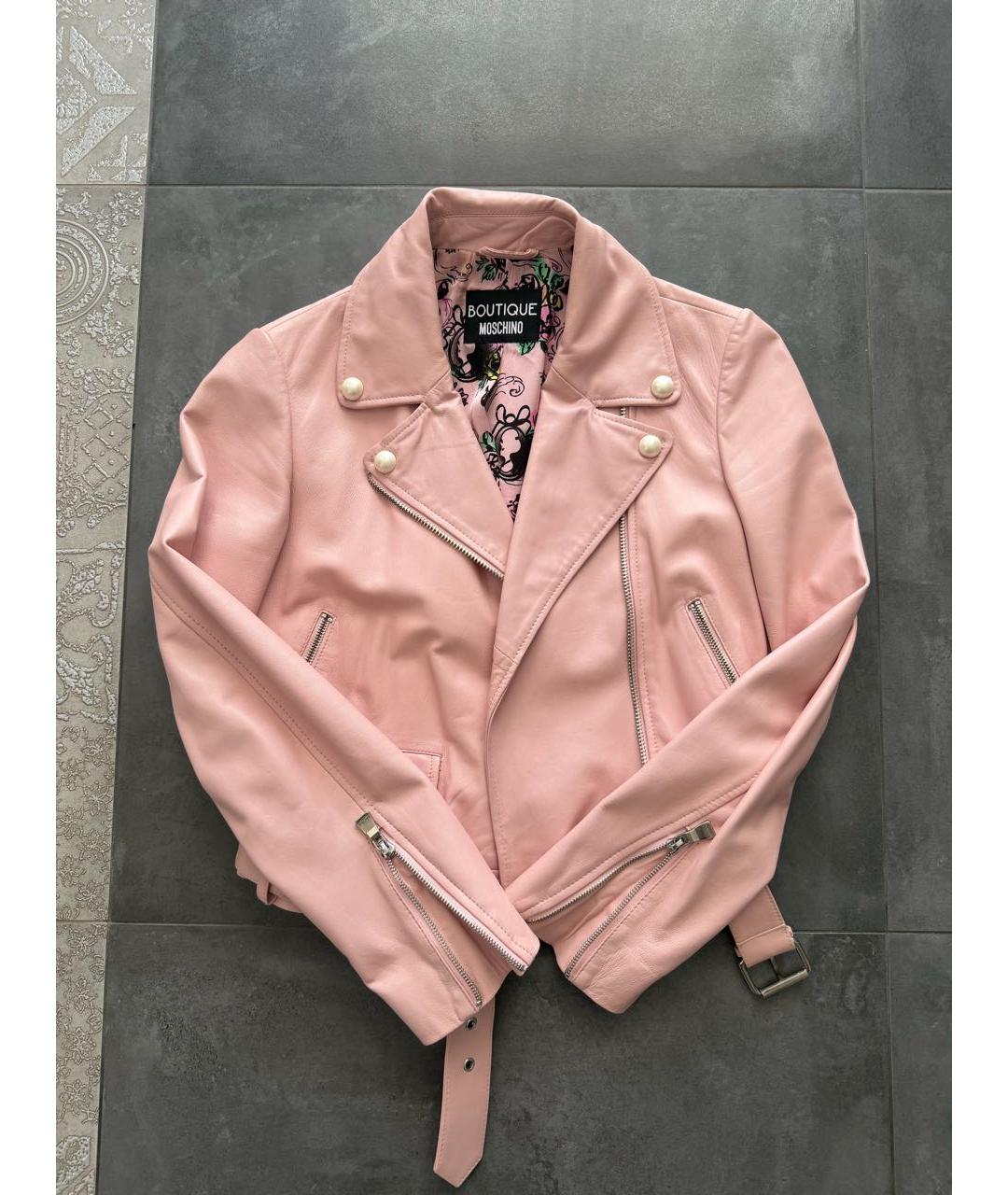 BOUTIQUE MOSCHINO Розовая кожаная куртка, фото 5