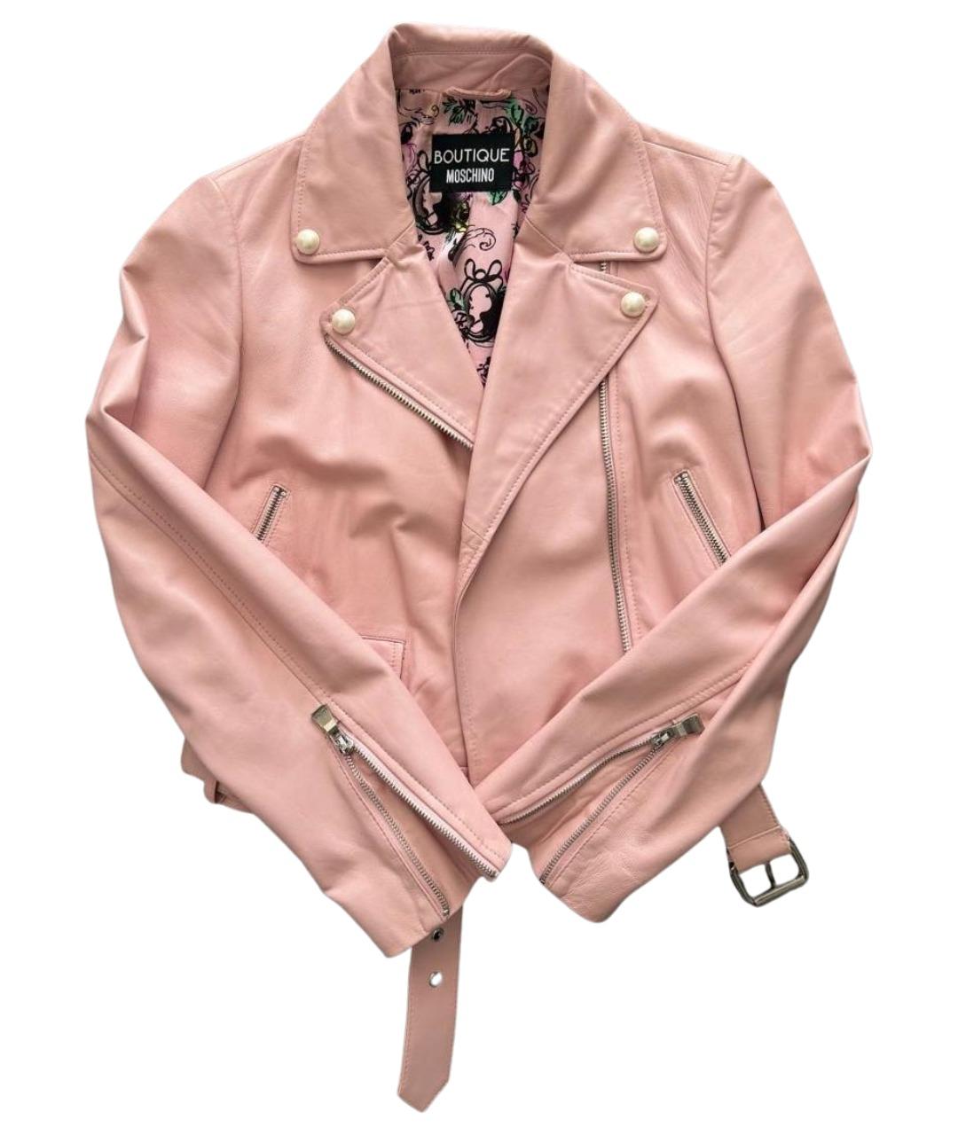 BOUTIQUE MOSCHINO Розовая кожаная куртка, фото 1