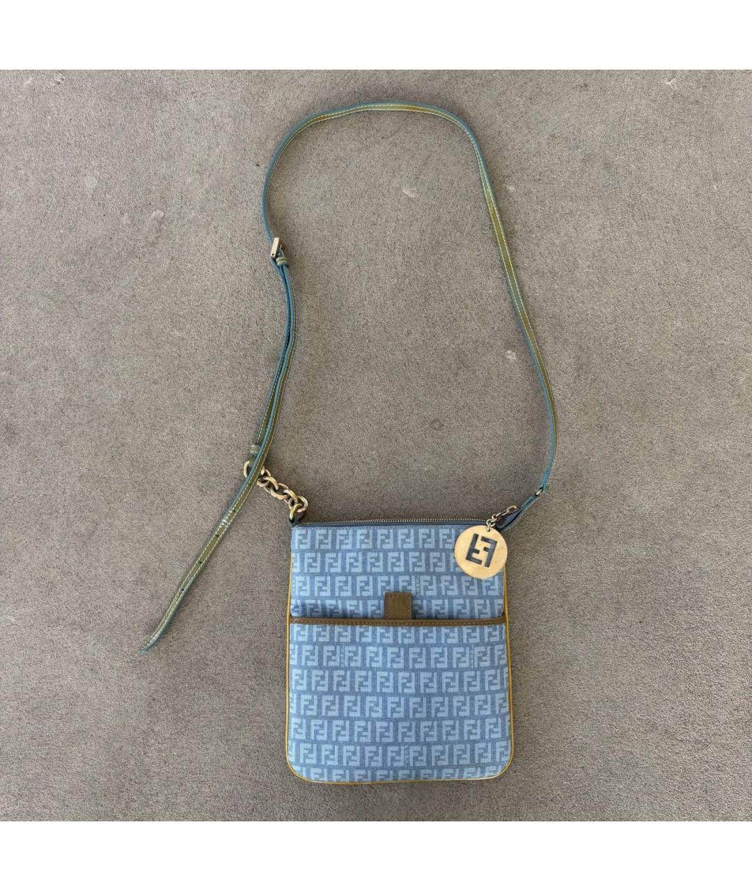 FENDI Голубая деним сумка через плечо, фото 9