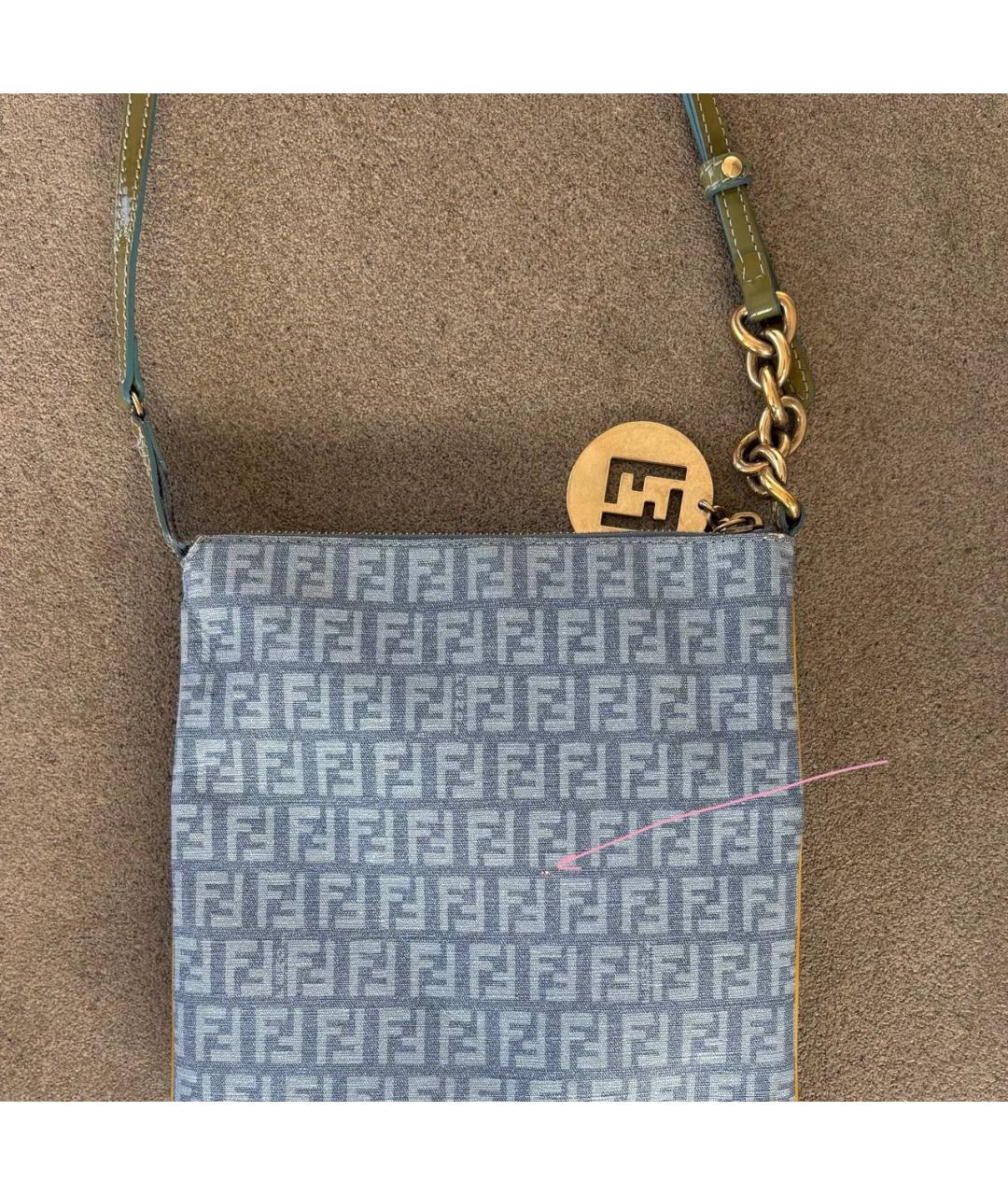 FENDI Голубая деним сумка через плечо, фото 8