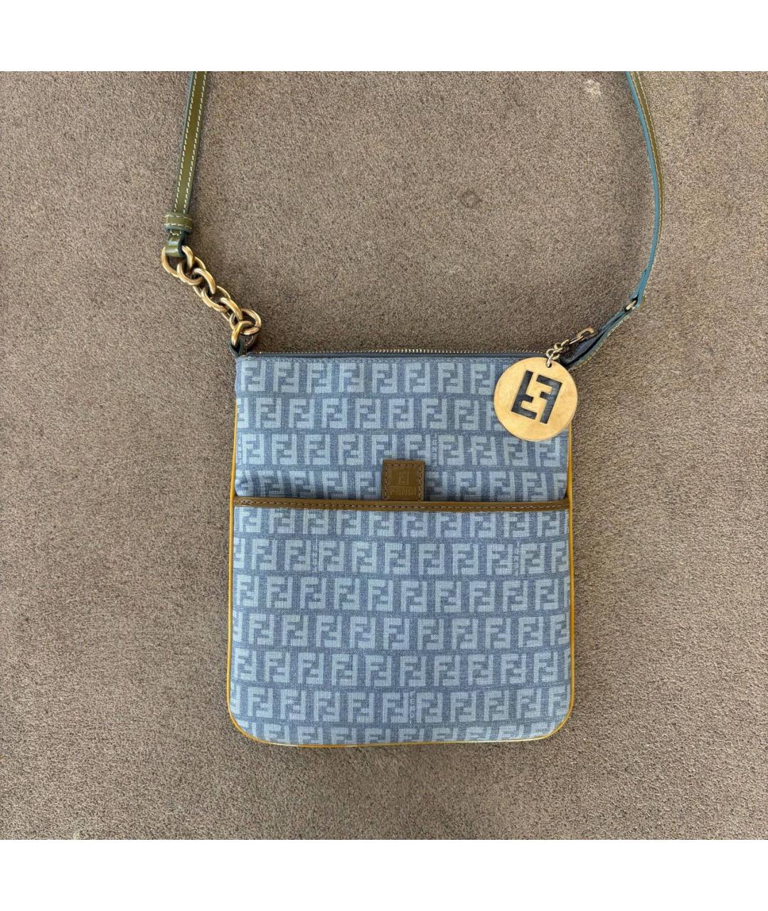 FENDI Голубая деним сумка через плечо, фото 7