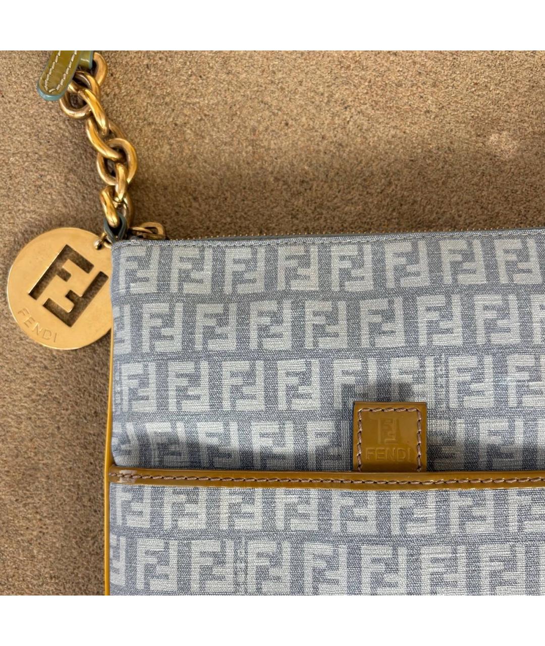 FENDI Голубая деним сумка через плечо, фото 3